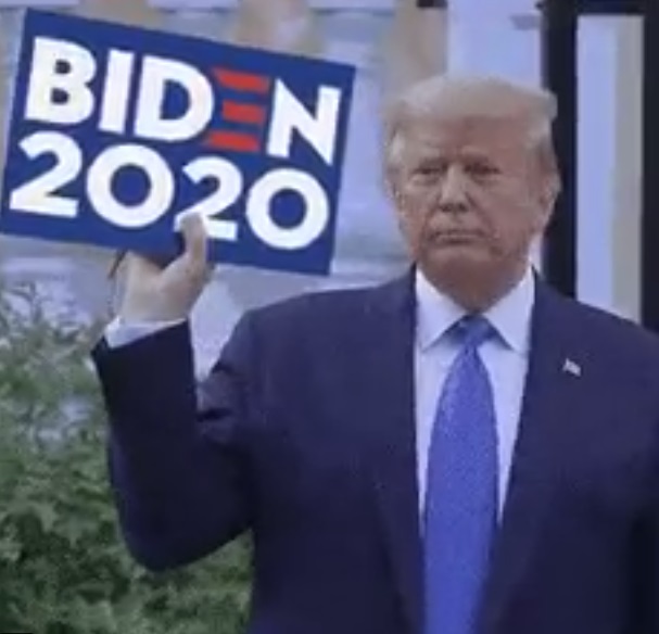 PHOTO Donald Trump Holding Biden 2020 Sign