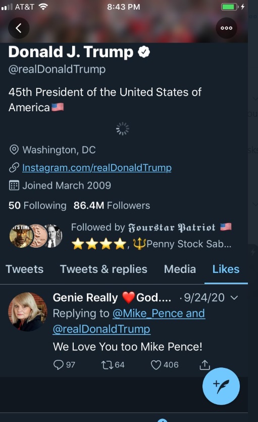 PHOTO Donald Trump Liked A Tweet Saying We Love You Too Mike Pence