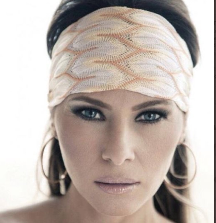 PHOTO Melania Trump Wearing A Bandana Covering Her Entire Forehead