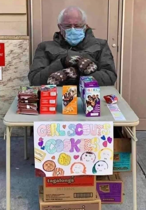 PHOTO Bernie Sanders Selling Girl Scout Cookies Meme