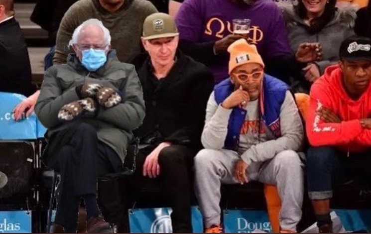 PHOTO Bernie Sanders Sitting Courtside At A Knicks Game