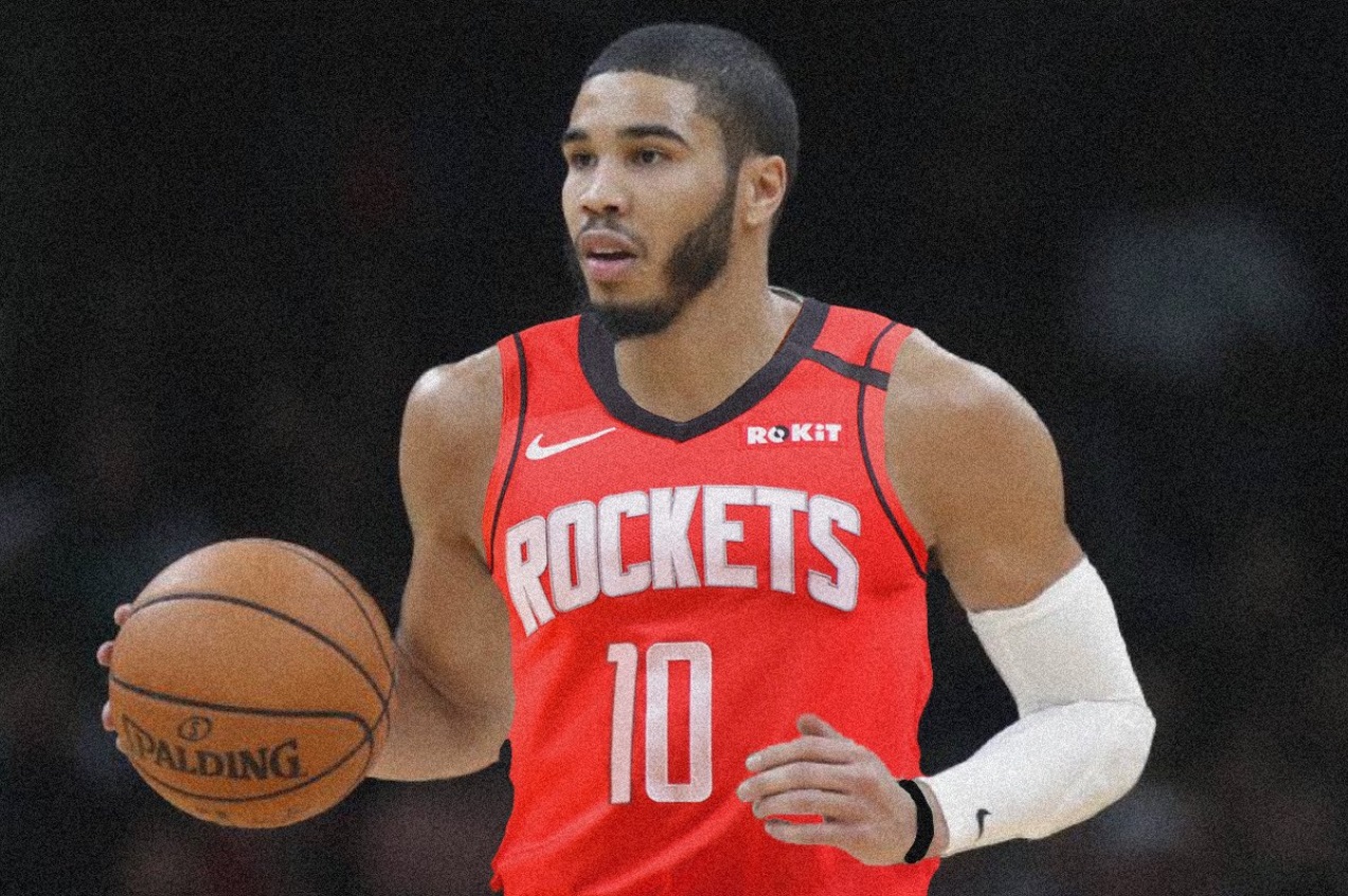 PHOTO Jayson Tatum In A Rockets Jersey After Brad Stevens Traded Him For #1 Overall Draft Pick