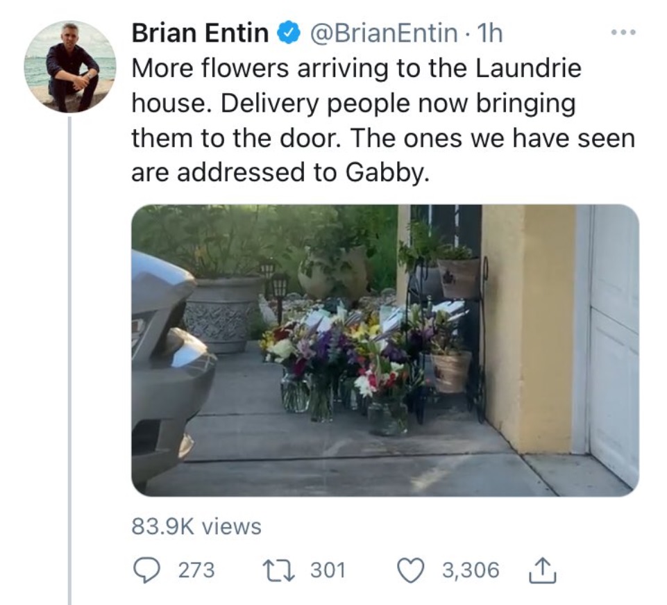 PHOTO Dozens Of Flowers Outside Brian Laundrie's House Addressed To Gabby Petito