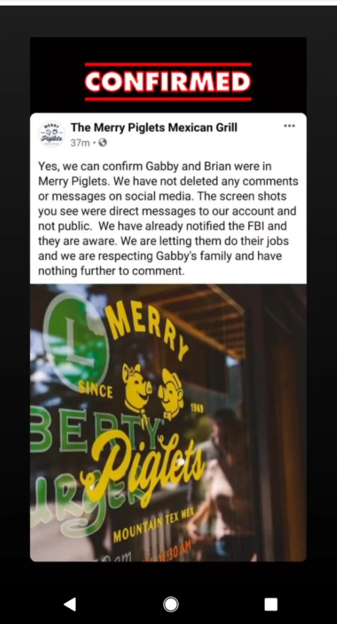 PHOTO The Merry Piglets Mexican Grill Confirmed Brian Laundrie And Gabby Petito Visited The Restaurant Together