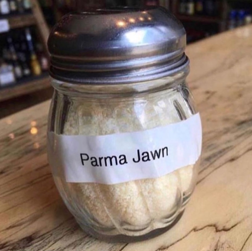 PHOTO A Very Uneducated Pizza Employee Labeled Parmesan Cheese Parma Jawn