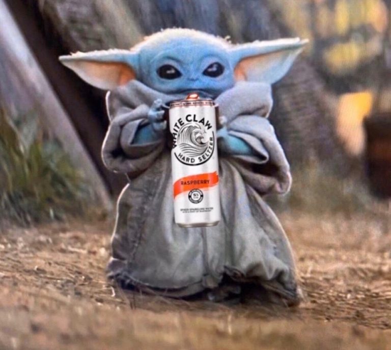 PHOTO Baby Yoda Chugging White Claw