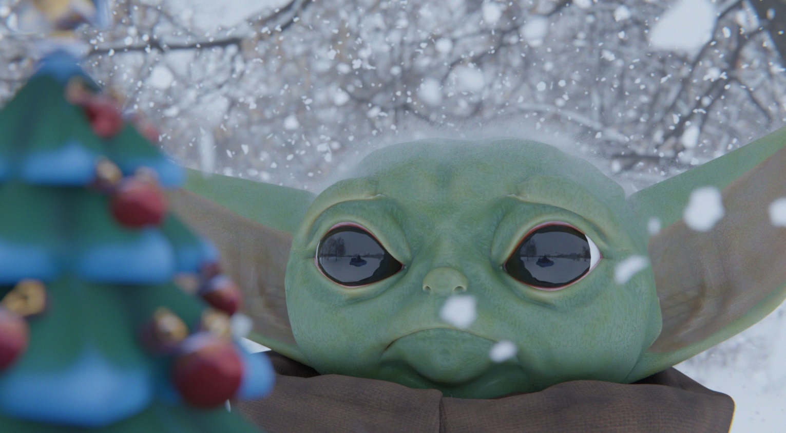 PHOTO Baby Yoda Out In The Snow