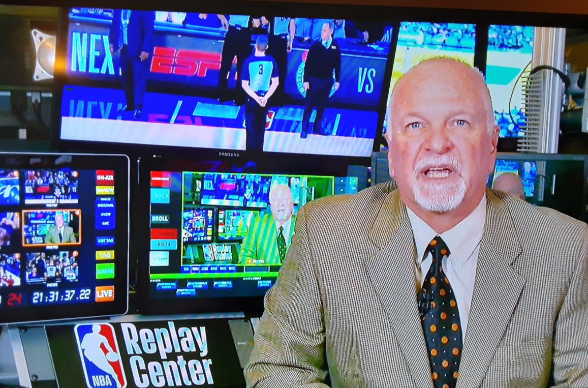 PHOTO Joe Borgia In The NBA Replay Center Is Begging For Help By Wearing A Tie With Basketballs On it