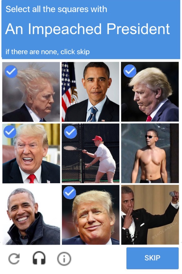 PHOTO There Is A Captcha That Makes You Pick All The Images Of An Impeached President