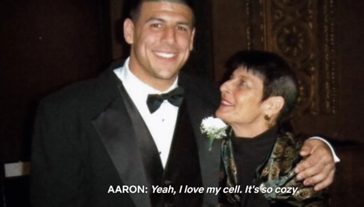 PHOTO Aaron Hernandez With His Arm Around His Mother Telling Her His Jail Cell Is Cozy