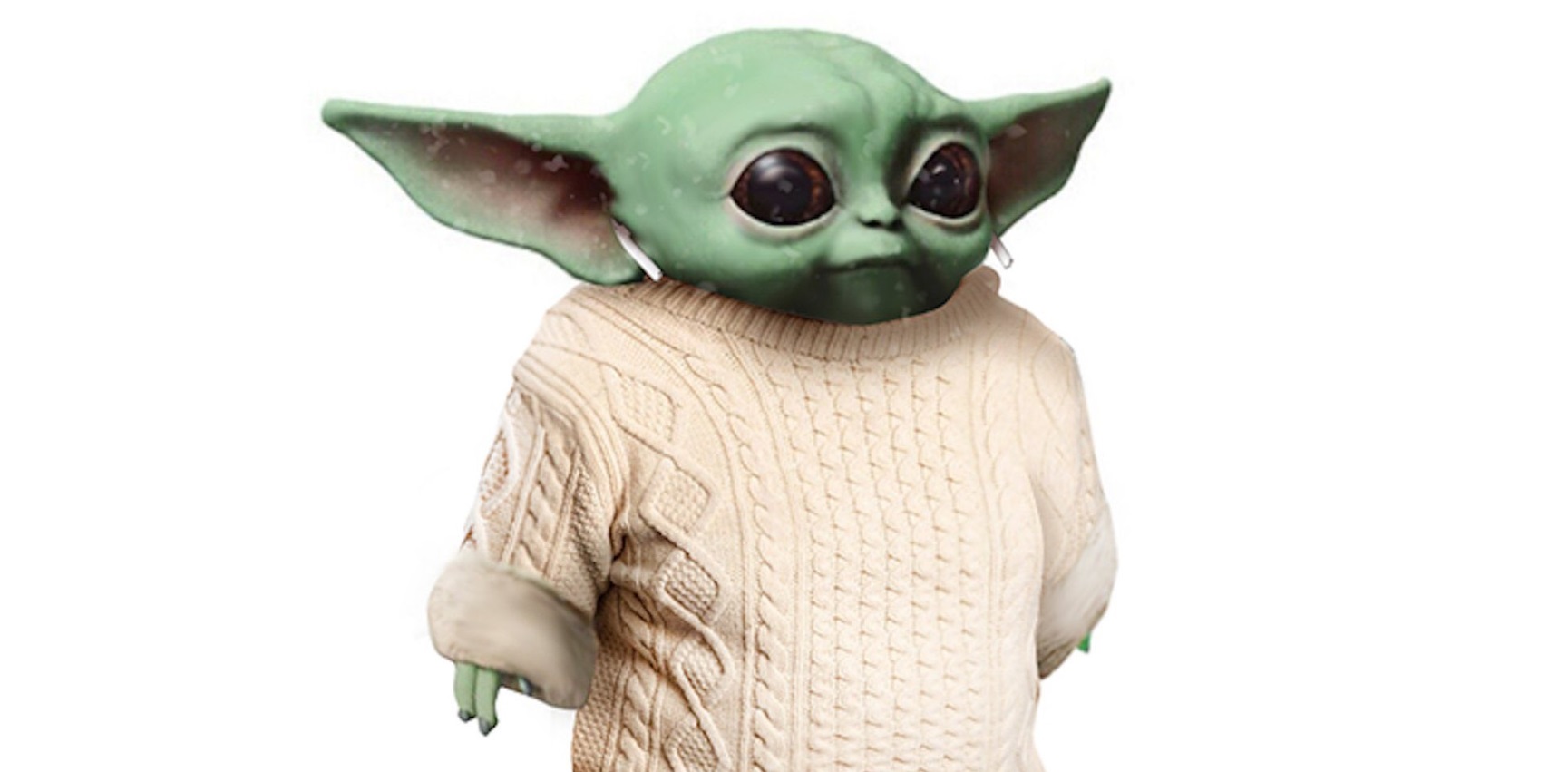 PHOTO Baby Yoda Dressed Up Like Chris Evans With White Sweatshirt And Two Apple Airpods