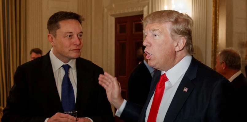 PHOTO Elon Musk Looking Amazed At Donald Trump As He Calls Musk A Genius