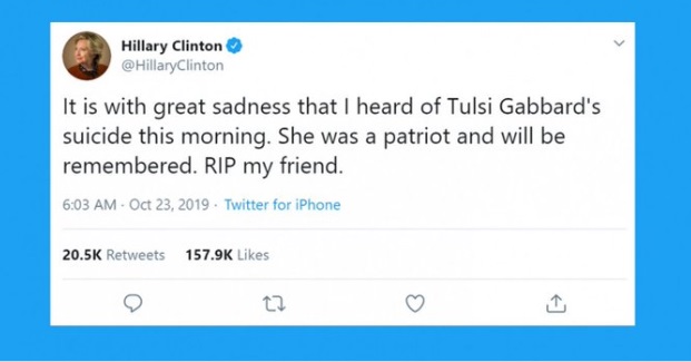 PHOTO Hillary Clinton Says Tulsi Gabbard Committed Suicide