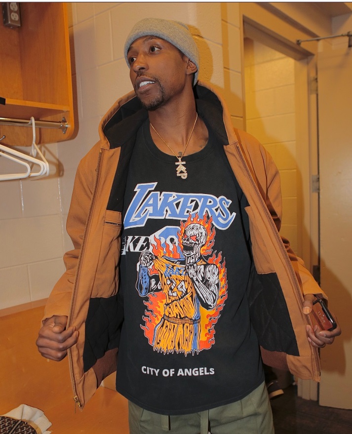 PHOTO Kentavious Caldwell Pope Wearing A Kobe Bryant Skull Heat Lakers Shirt