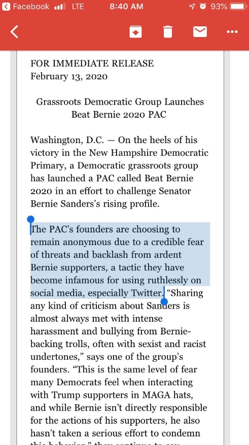 PHOTO Anonymous Bloc Of Democratic Party Voters Launches PAC To Stop Bernie Sanders Is Scared To Release Funding Source
