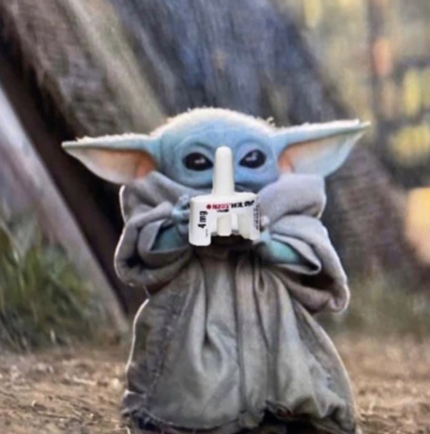 PHOTO Baby Yoda Holding Opioid Overdose Treatment