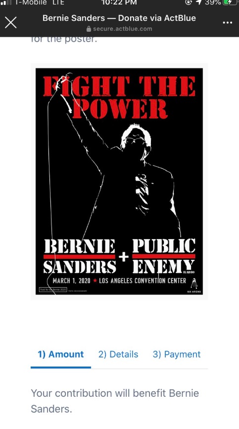 PHOTO Bernie Sanders Public Enemy Poster You Get If You Donate To His Campaign
