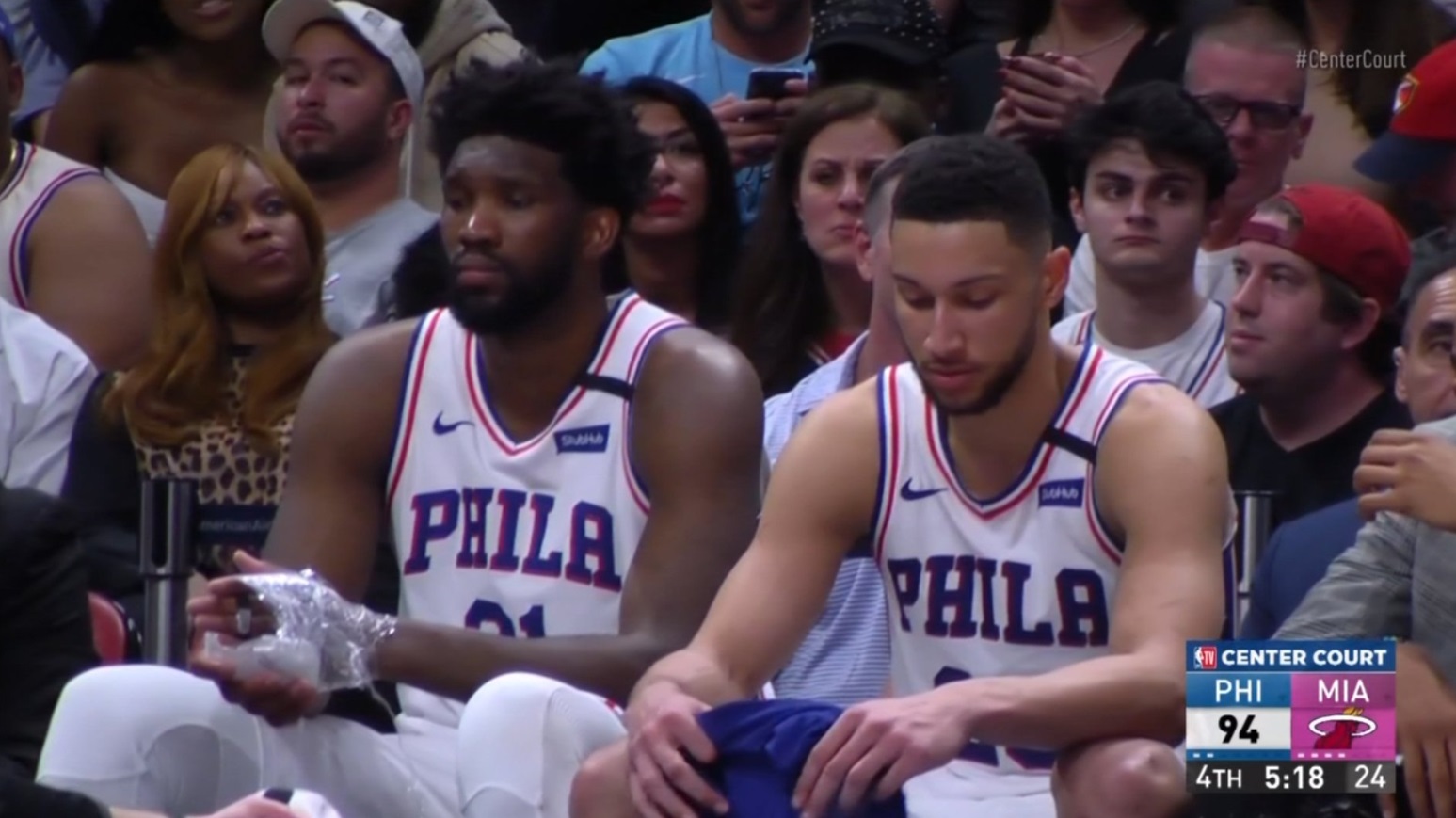 PHOTO Joel Embiid's Hand Swollen And Wrapped In Ice And He's Feeling Discomfort