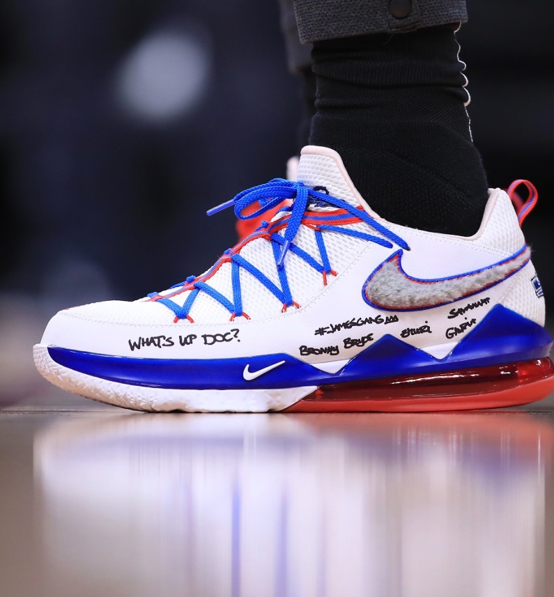 PHOTO Lebron James Wearing Nike's That Have Fur On The Swish And Have What's Up Doc Written On Them