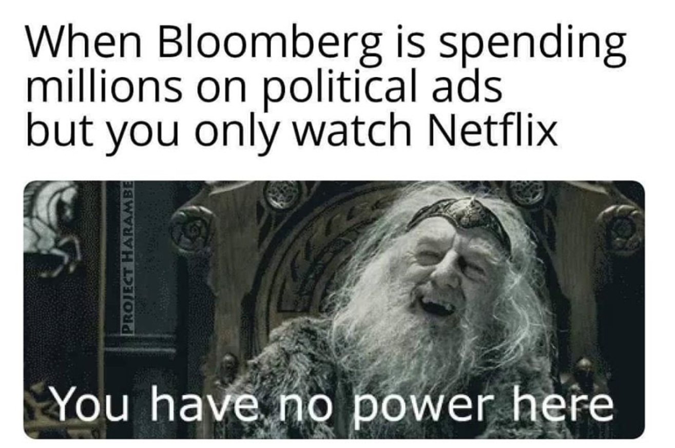 PHOTO Mike Bloomberg Spending Millions On Ads But You Only Watch Netflix Meme