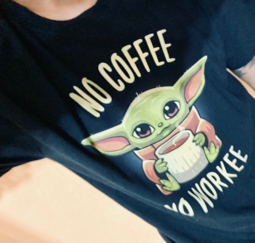 PHOTO No Coffee No Workee Baby Yoda T-Shirt