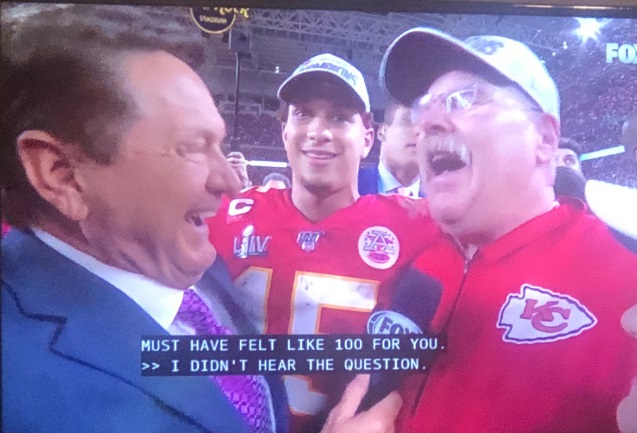 PHOTO Patrick Mahomes Laughing At Andy Reid For Being Funny After Winning Super Bowl