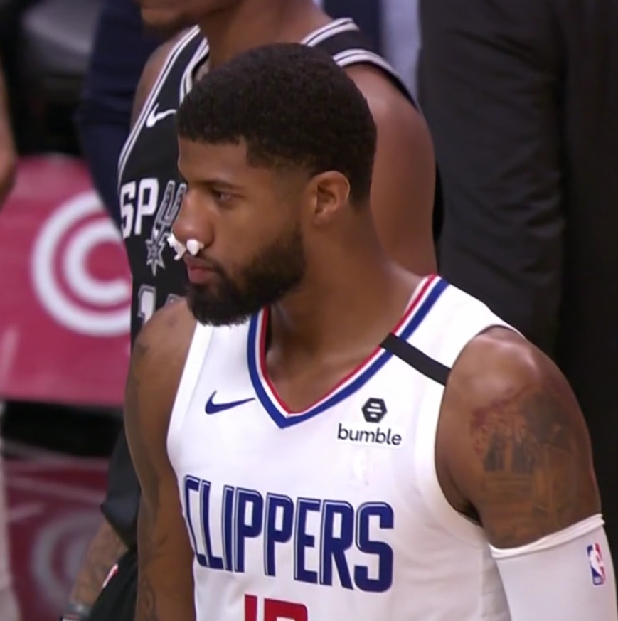 PHOTO Paul George With Cotton In His Nose After Taking Flagrant 1 Foul To Face