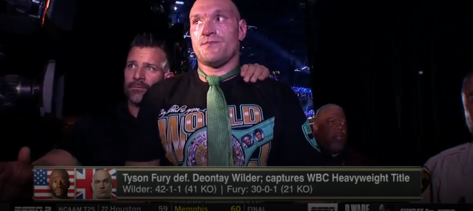 PHOTO Tyson Fury With A Tie Around His Neck After Beating Wilder