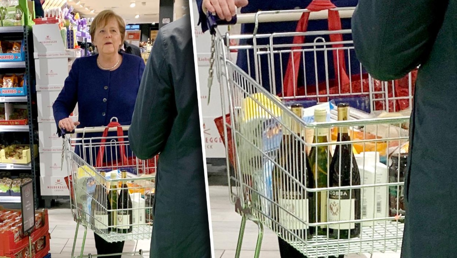 PHOTO Angela Merkel Stocking Up On Wine At Grocery Store Before Going Into Quarantine