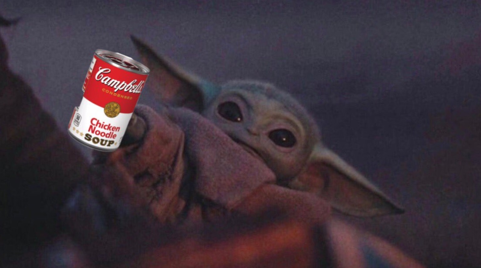 PHOTO Baby Yoda Handing You Campbell's Chicken Noodle Soup During Corona Virus Outbreak