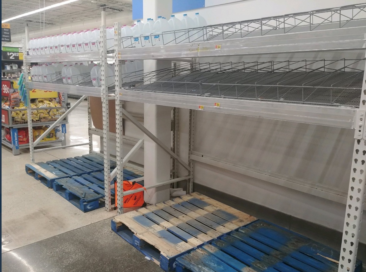 PHOTO Cases Of Bottled Water Completely Sold Out At Bastrop Texas Wal-Mart Near Austin