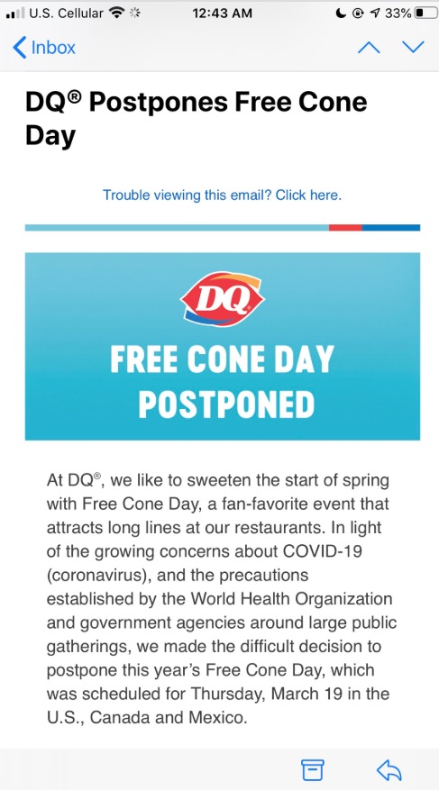 PHOTO Dairy Queen Postpones Free Cone Day
