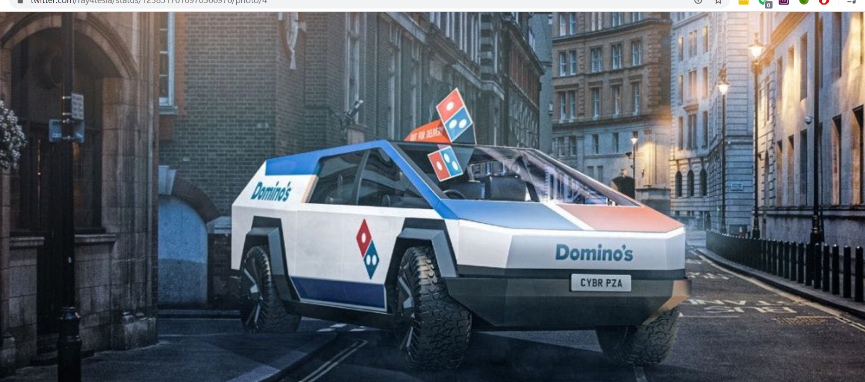 PHOTO Domino's Pizza Delivery Tesla Cybertruck