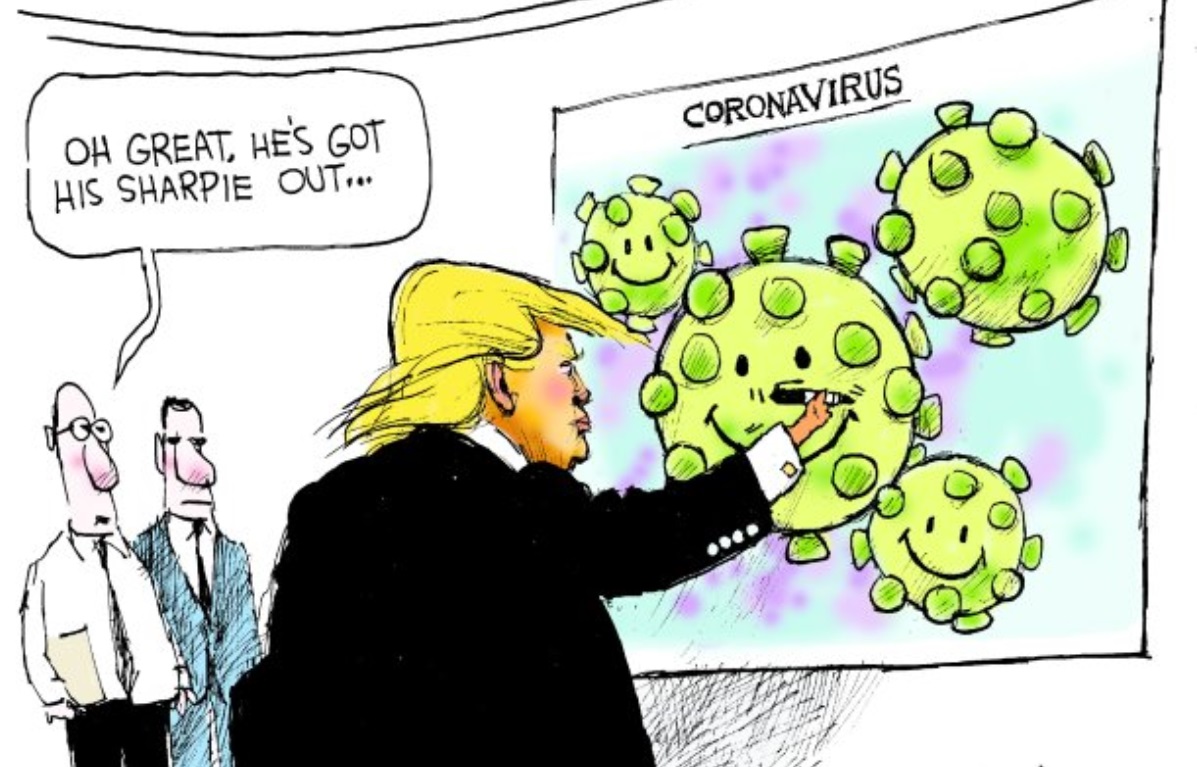 PHOTO Donald Trump Using His Sharpie To Manipulate The Corona Virus