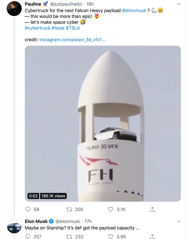 PHOTO Elon Musk Sending Telsa Cybertruck To Space On Starship Rocket
