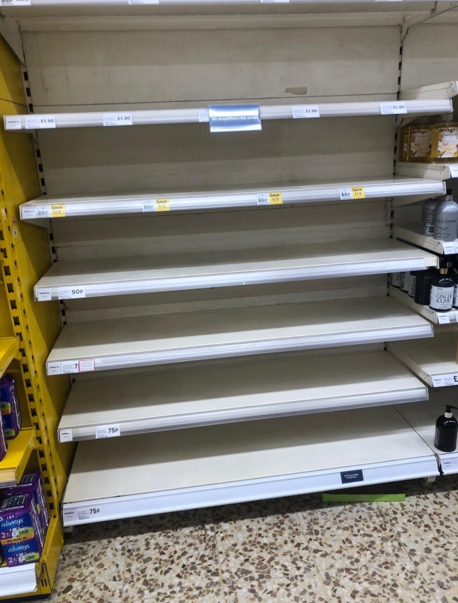PHOTO Handwash Section In London Store Completely Empty