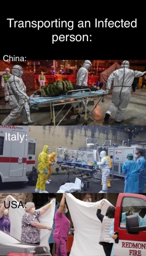 PHOTO How USA Italy And China Are Transporting Infected Corona Virus Patients Differently