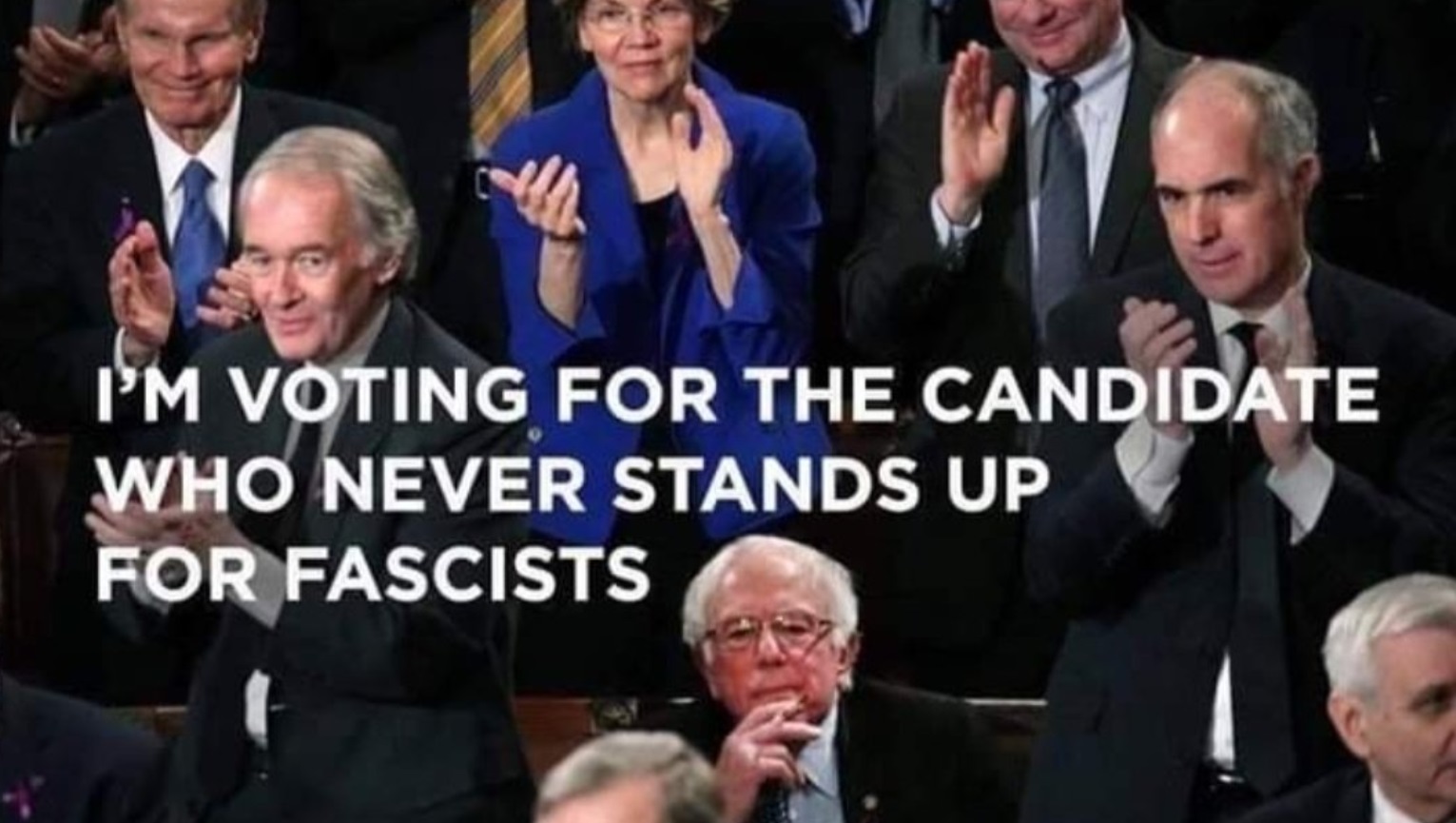 PHOTO I'm Voting For The Candidate Who Never Stands Up For Fascists Bernie Sanders Meme