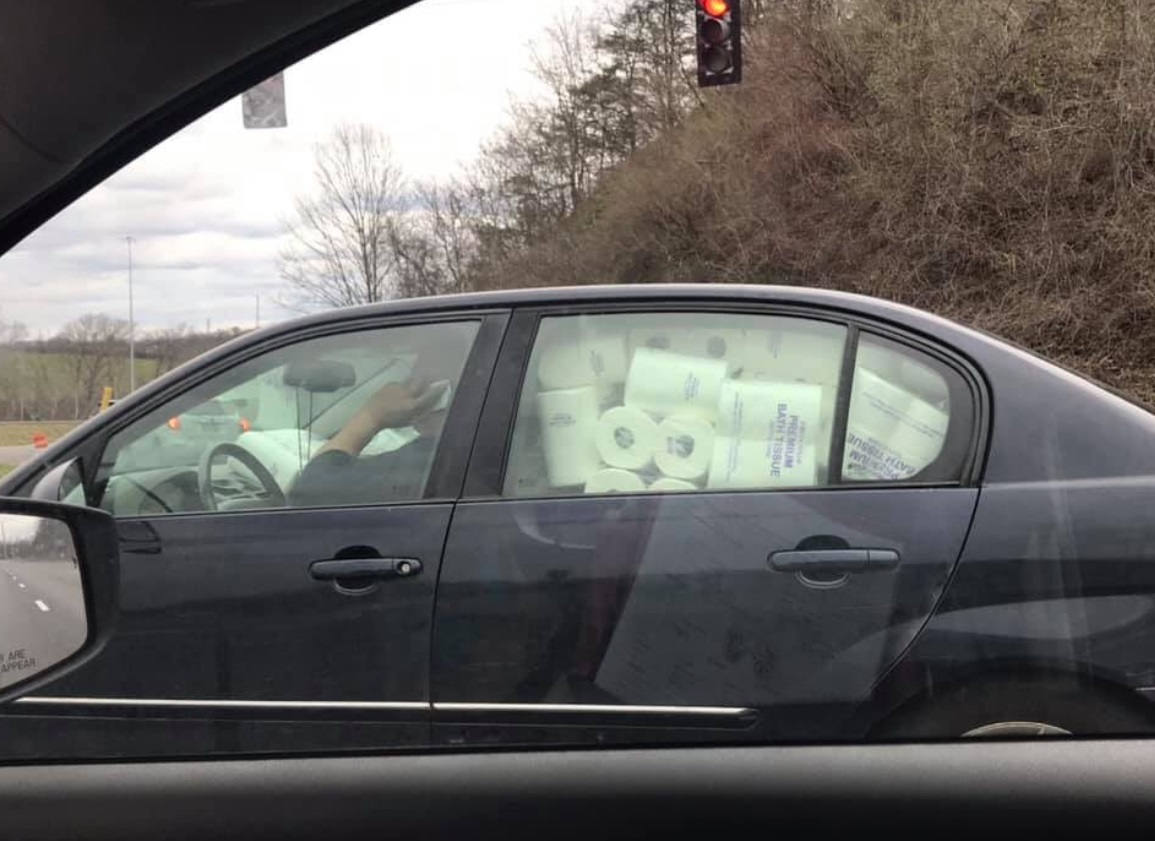 PHOTO Man Fills Up Entire Back Seat And Passenger Seat With Toilet Paper