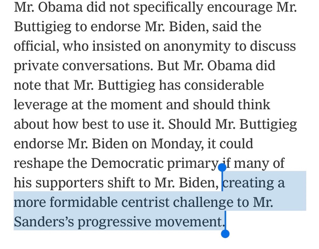 PHOTO Obama Says Biden Has Leverage In Creating A More Formidable Centrist Challenge To Bernie Sanders