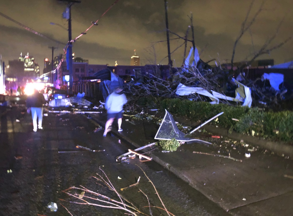 PHOTO Park Of Downtown Nashville Buildings Damaged By Tornado