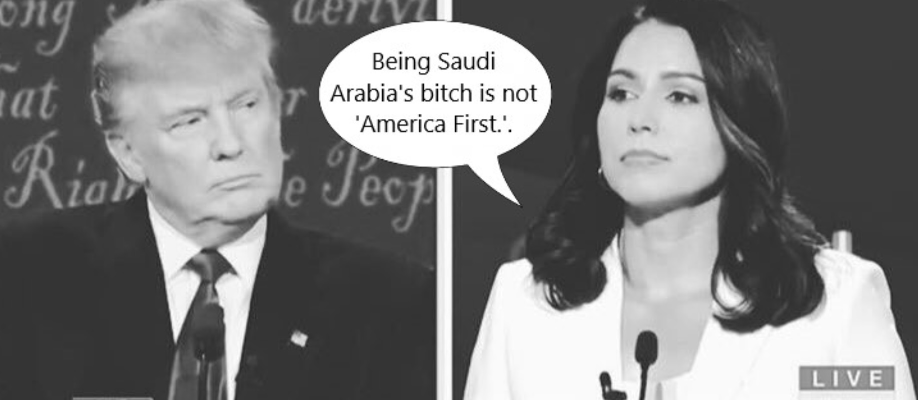 PHOTO Tulsi Gabbard Telling Donald Trump Being Saudi Arabia's Bitch Is Not America First