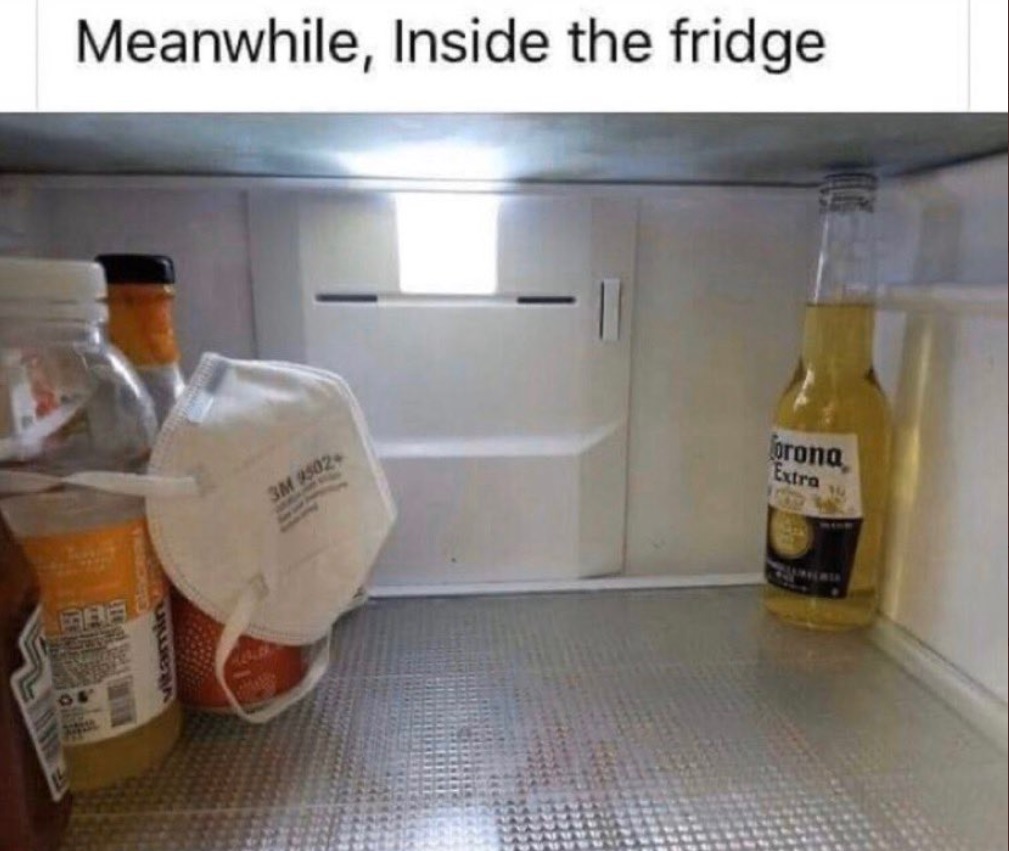 PHOTO Using 3M Masks On Your Beverages In The Fridge So They Don't Get Corona Virus