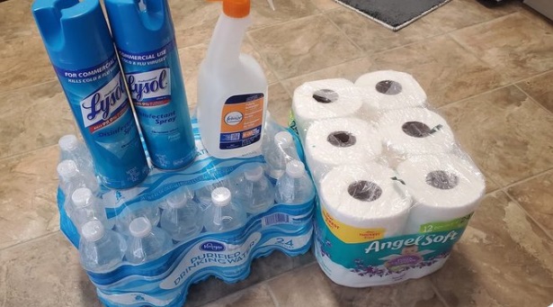 PHOTO Women Wants To Trade Case Of Bottled Water Two Cans Lysol Bleach And A Package Of Toilet Paper