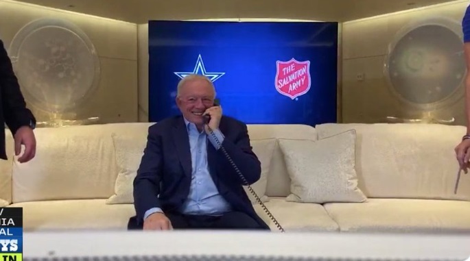 PHOTO Jerry Jones Smiling On The Phone From His Yacht During NFL Draft