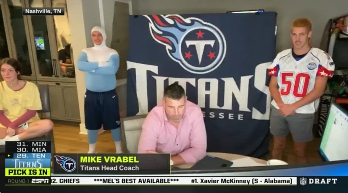 PHOTO Man In Bathroom With Door Open At Mike Vrabel's House