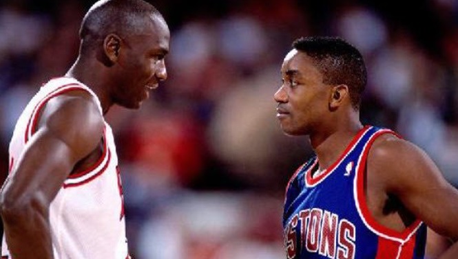 PHOTO Michael Jordan Staring Down Isiah Thomas Like You Trash