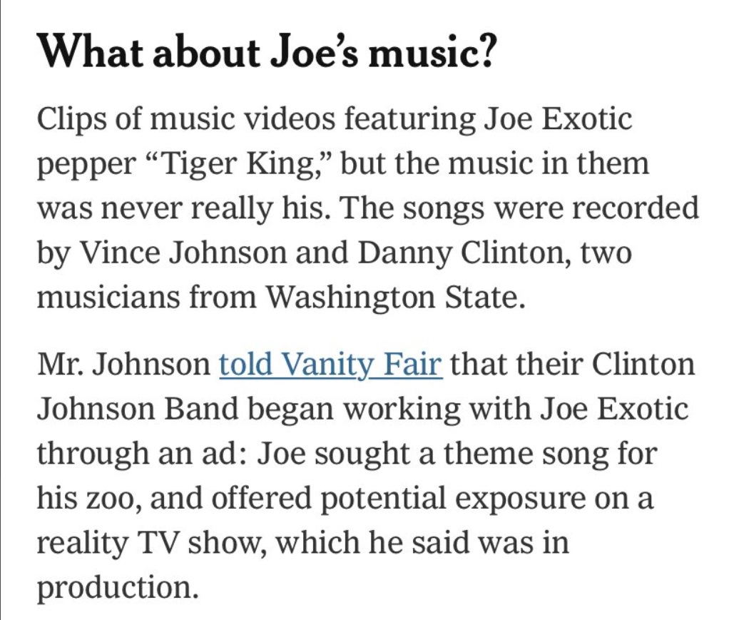 PHOTO Proof Joe Exotic's Music Isn't Performned Or Written By Him