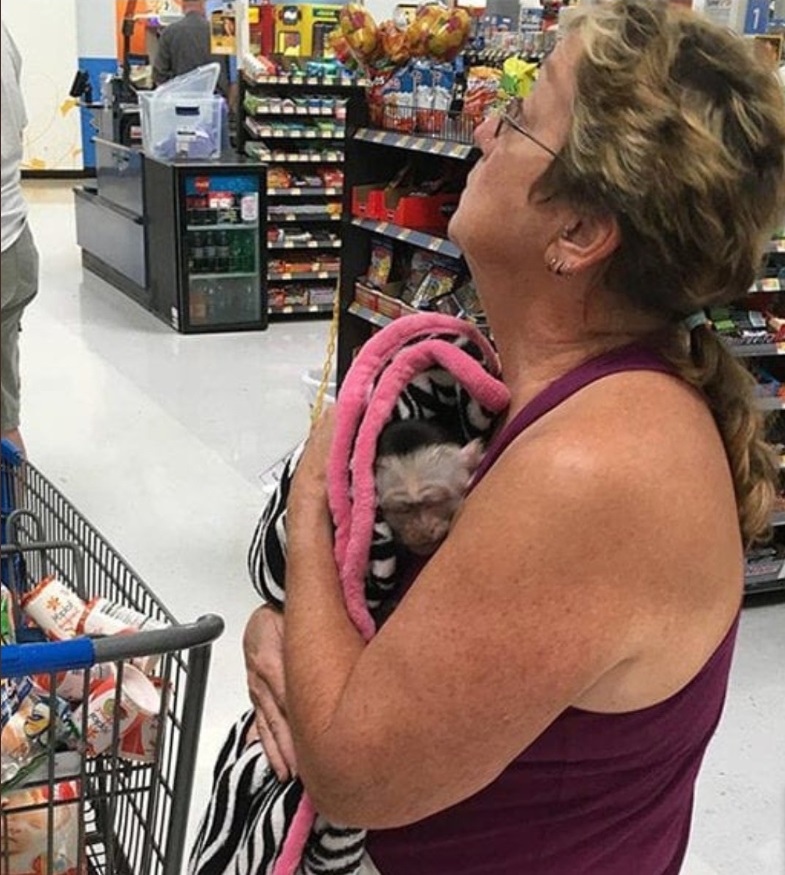 PHOTO Women Carrying Monkey In Wal-Mart