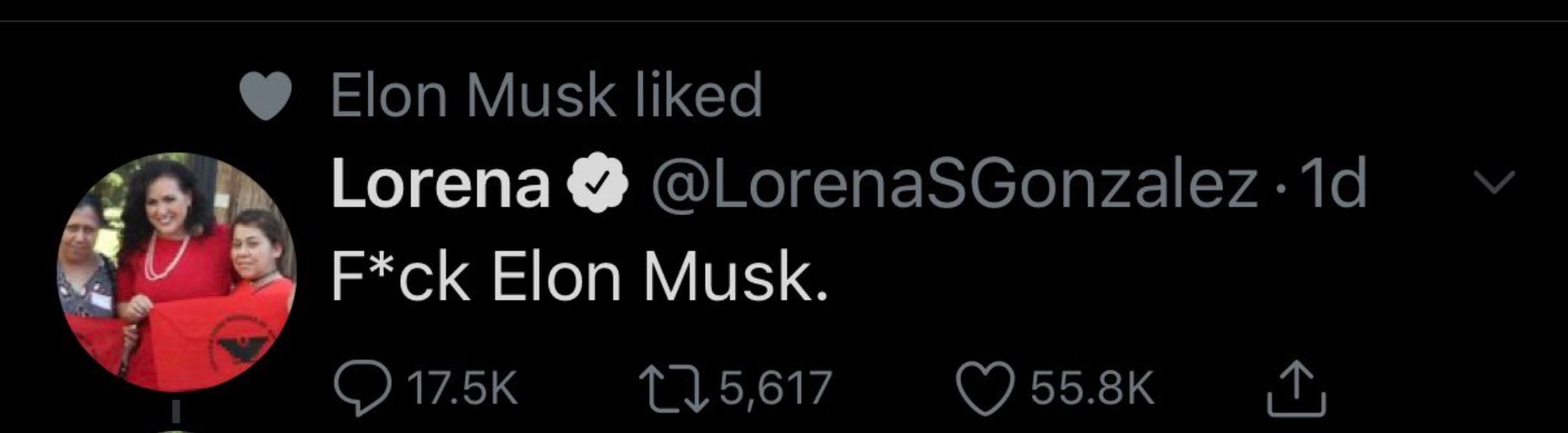 PHOTO Elon Musk Likes Tweet Of Lady Saying Fck Elon Musk